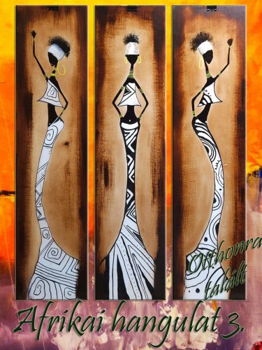 Afrikai hangulat 3 / olaj, 15x60 cm,15x60 cm, 15x60 cm, farost /