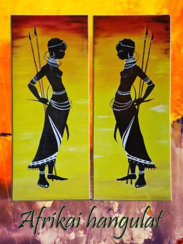 Afrikai hangulat / olaj, 60x25 cm, 60x25 cm farost /