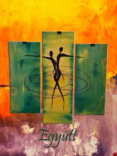 Együtt / olaj, 30x15 cm, 45x15 cm, 35x15 cm, farost /