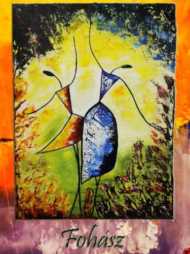 Fohász / olaj, 40x30 cm, kasírozott vászon üveg keretben /