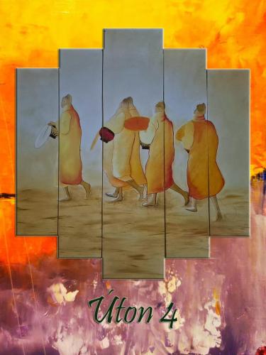 Úton 4 / olaj, 10x40 cm, 10x50 cm, 15x60 cm, 10x50 cm, 10x40 cm, farost /