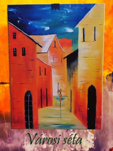 Városi séta / olaj, 40x30 cm, farost /