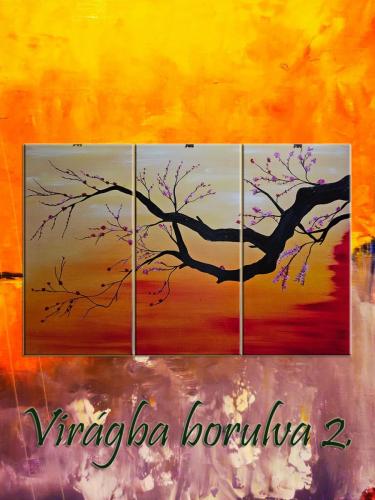 Virágba borulva 2 / olaj, 20x40 cm, 20x40 cm, 20x40 cm, farost /