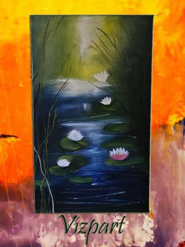 Vízpart / olaj, 50x30 cm, feszített vászon /